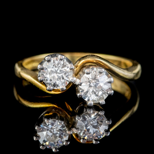 Antique Edwardian 1ct Diamond Twist Ring 18ct Gold Circa 1910