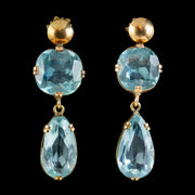Antique Edwardian Blue Paste Earrings 9ct Gold Screw Backs Circa 1905