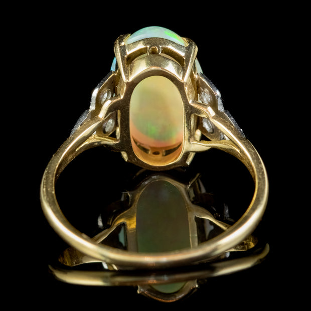 Antique Edwardian Natural Opal Diamond Ring 18ct Gold 5.50ct Opal Circa 1901