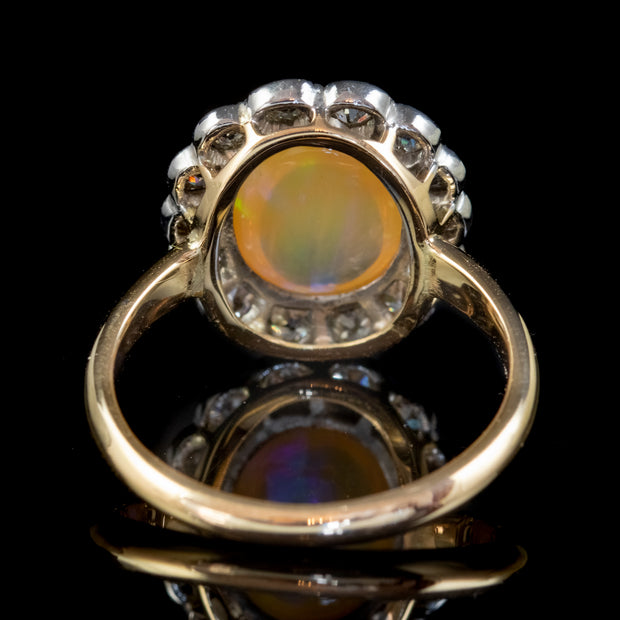Antique Edwardian Opal Diamond Ring 18ct Gold Platinum 1.80ct Opal Circa 1910