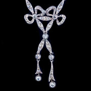 Antique Edwardian Paste Lavaliere Bow Necklace Silver Circa 1905