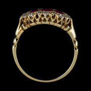 Antique Edwardian Ruby Diamond Cluster Ring 18ct Gold Circa 1901