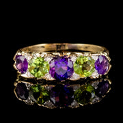 Antique Edwardian Suffragette Amethyst Peridot Diamond Ring 18ct Gold Circa 1910