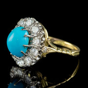 Antique Edwardian Turquoise Diamond Cluster Ring Platinum 18ct Gold 2ct Of Diamond Circa 1905