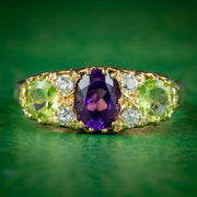 Antique Suffragette Ring 18ct Gold Amethyst Peridot Diamond S Blanckensee And Son Dated 1914