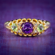 Antique Suffragette Ring Amethyst Peridot Diamond 18ct Gold S Blanckensee And Son Dated 1917