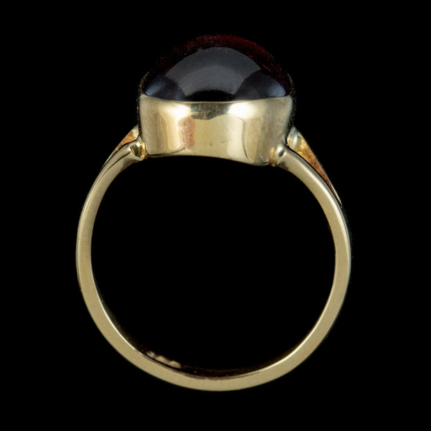 Antique Victorian 6ct Cabochon Garnet Ring 9ct Gold Circa 1900
