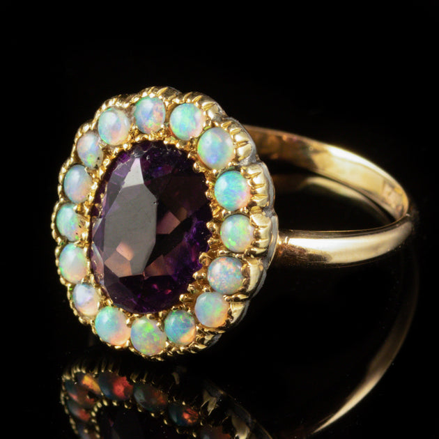 Antique Victorian Amethyst Opal Cluster Ring 9ct Gold Circa 1900 ...