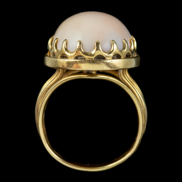 Antique Victorian Angel Skin Coral Ring 18ct Gold Circa 1880