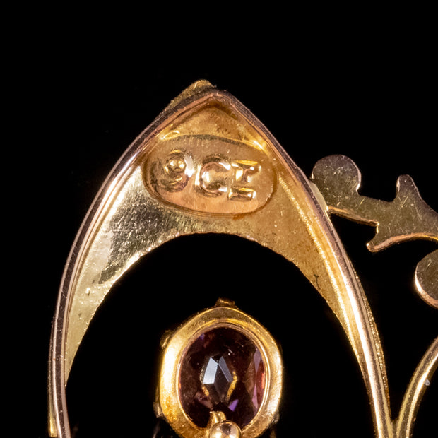 Antique Victorian Art Nouveau Almandine Garnet Pendant 9ct Gold 1.50ct Of Garnet Circa 1890