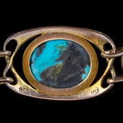 Antique Victorian Art Nouveau Turquoise Matrix Bracelet 9ct Gold Murrle Bennett Circa 1900