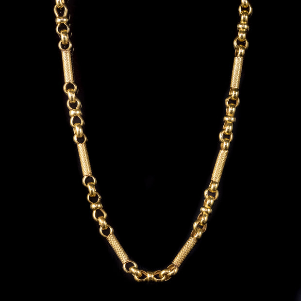Antique Victorian Chain Necklace Sterling Silver 18ct Gold Gilt Circa 1900
