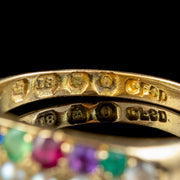 ANTIQUE VICTORIAN DEAREST GEMSTONE RING 18CT GOLD DATED 1889 HALLMARKS