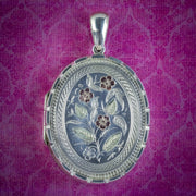 ANTIQUE VICTORIAN FORGET ME NOT LOCKET STERLING SILVER GOLD DATED 1883 cover