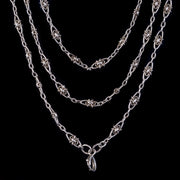 Antique Victorian French Guard Chain Necklace Silver Circa 1900