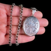 Antique Victorian Locket Collar Necklace Silver Circa 1880