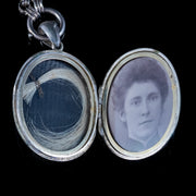 Antique Victorian Locket Collar Necklace Silver Circa 1880