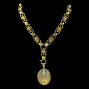Antique Victorian Locket Collar Necklace Sterling Silver 18ct Gold Gilt Dated 1881