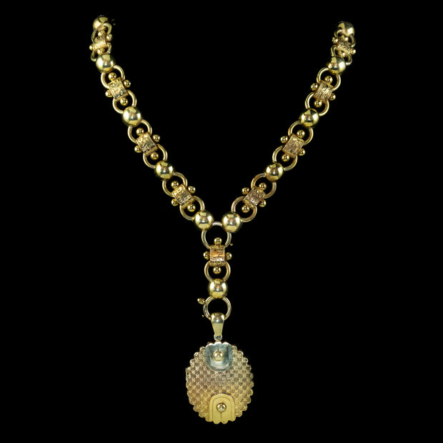 Antique Victorian Locket Collar Necklace Sterling Silver 18ct Gold Gilt Dated 1881