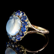 ANTIQUE VICTORIAN MOONSTONE SAPPHIRE CLUSTER RING 9CT GOLD CIRCA 1900 side