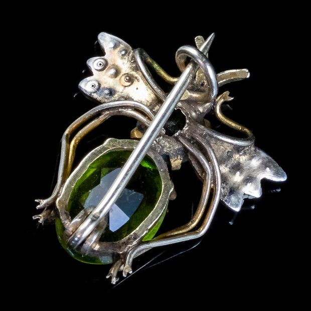 Antique Victorian Paste Pearl Insect Brooch Silver 18ct Gold Circa 1900