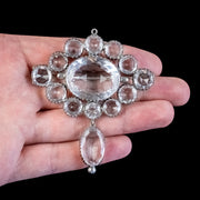 Antique Victorian Rock Crystal Brooch Silver Circa 1880