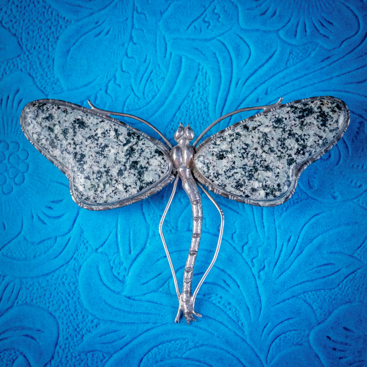 Antique Victorian Scottish Dragonfly Brooch Silver Circa 1880