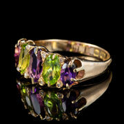 Antique Amethyst Diamond Peridot Suffragette Ring 18Ct Gold Circa 1910