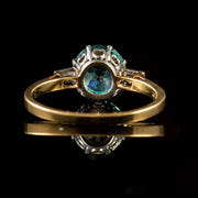 Antique Art Deco Blue Zircon Diamond Ring 9Ct Gold Platinum Circa 1920
