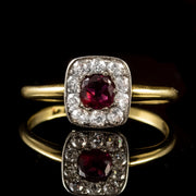 Art Deco Ruby Diamond Ring 18Ct Gold Circa 1930