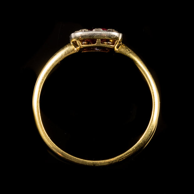 Art Deco Ruby Diamond Ring 18Ct Gold Circa 1930