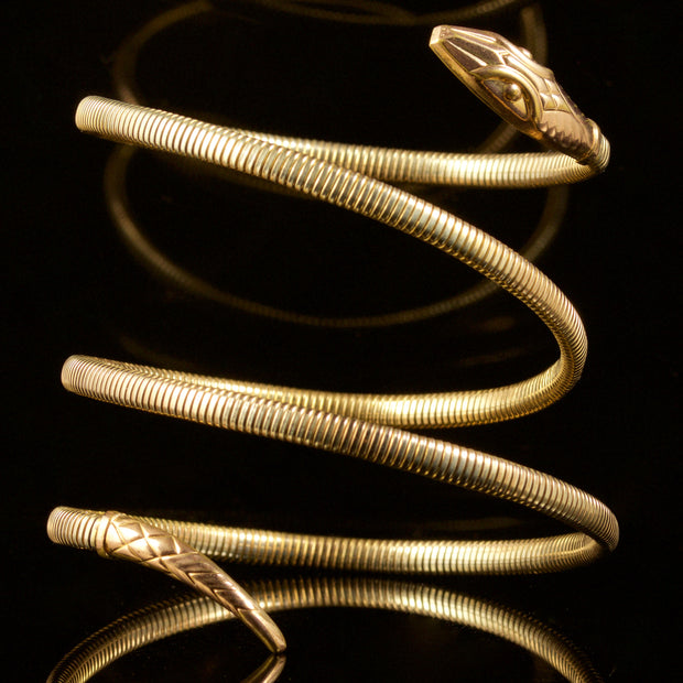 Antique Art Deco Snake Bangle Gold Circa 1920