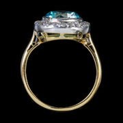 Antique Blue Zircon Diamond Ring 18Ct Gold 3Ct Zircon Circa 1918