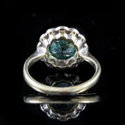 Antique Blue Zircon Diamond Ring Platinum 9Ct Gold Circa 1918