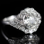 3.26Ct Old Cut Diamond 18Ct White Gold Cluster Ring
