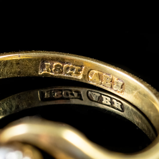 Antique Edwardian 0.50Ct Diamond Pearl Twist Ring 18Ct Gold Circa 1905