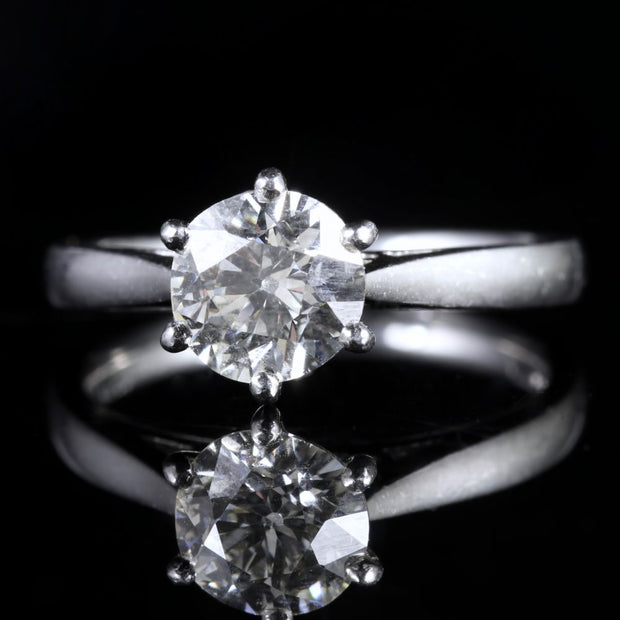 Vintage Diamond Solitaire Ring Platinum Engagement Ring 1.60Ct Diamond