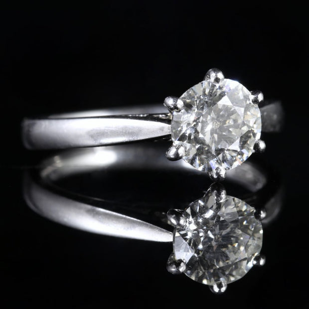 Vintage Diamond Solitaire Ring Platinum Engagement Ring 1.60Ct Diamond