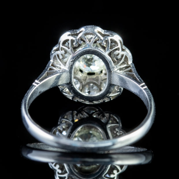 Vintage 1.90Ct Diamond Cluster Ring 18Ct White Gold Circa 1925