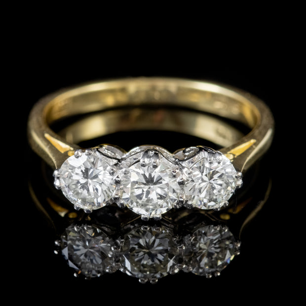 Antique Edwardian 18Ct Gold Platinum Diamond Trilogy Ring Circa 1905