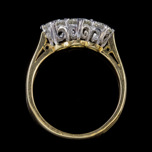 Antique Edwardian 18Ct Gold Platinum Diamond Trilogy Ring Circa 1905