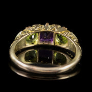 Antique Edwardian 18Ct Gold Suffragette Ring Peridot Amethyst Diamond Circa 1915