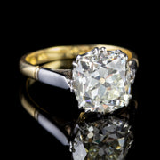 Antique Edwardian 3.88Ct Diamond Solitaire Engagement Ring 18Ct Gold Platinum Circa 1915