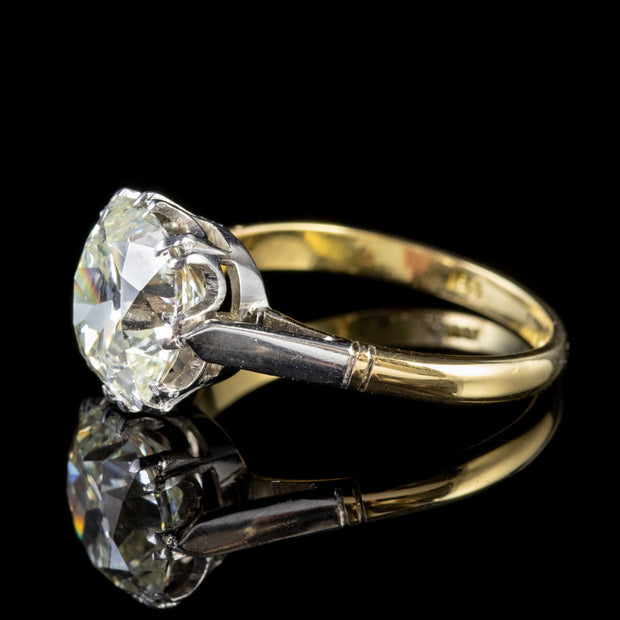 Antique Edwardian 3.88Ct Diamond Solitaire Engagement Ring 18Ct Gold Platinum Circa 1915