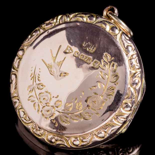 Antique Edwardian 9Ct Gold Swallow Locket Dated Chester 1916