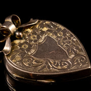 Antique Edwardian 9Ct Rose Gold Forget Me Not Heart Locket Circa 1910