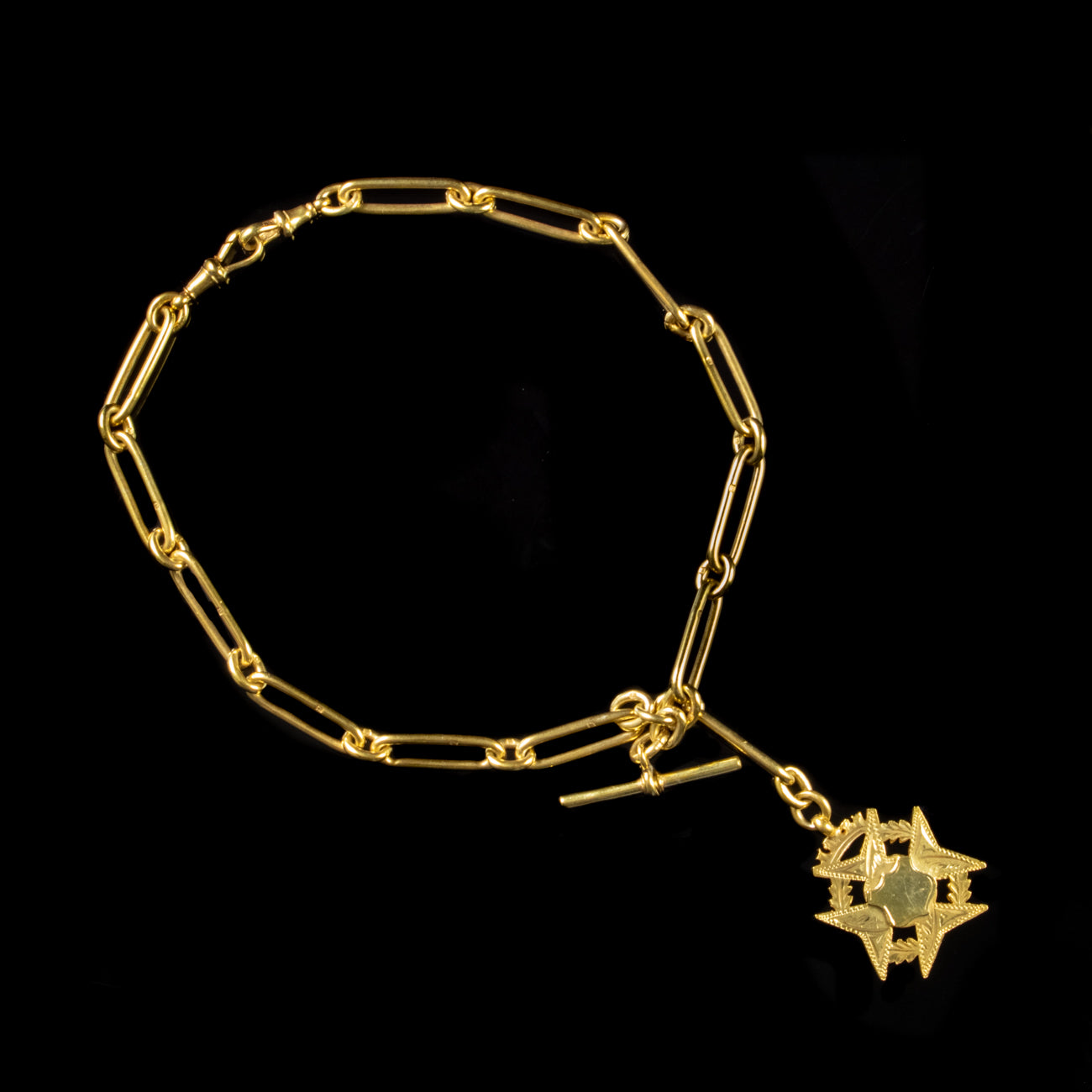 Antique Edwardian Albert Chain Maltese Cross Medallion Silver 18ct Gold ...
