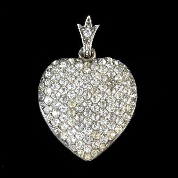 Antique Edwardian Silver Paste Heart Pendant Lewis Abbott With Box