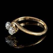 Antique Edwardian Toi Et Moi Diamond Twist Ring 0.30ct of Diamond