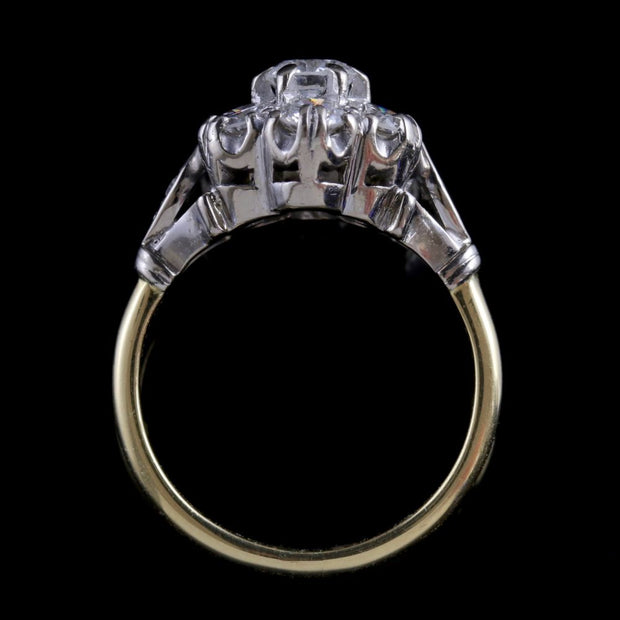 Antique Edwardian Diamond Cluster Ring Platinum 18Ct Gold Circa. 1915